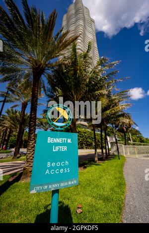 sunny Isles Beach, FL, USA - September 26, 2021: Bennett M Lifter Beach Access point Stock Photo