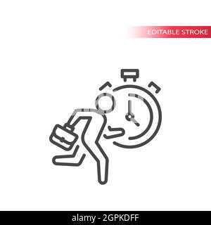 Businessman running with briefcase and stopwatch clock Stock Vector