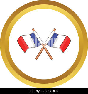 Two crossed Flags of France vector icon Stock Vector