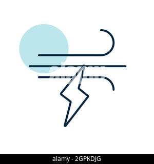 Wind lightning vector flat icon. Weather sign Stock Vector