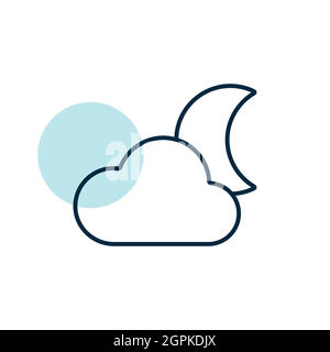 Moon and clouds vector icon. Weather sign Stock Vector