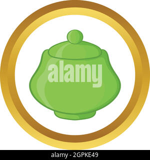 Green ceramic sugar bowl vector icon Stock Vector