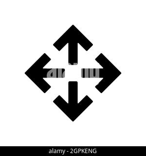 Four arrows pointing from the center vector glyph icon Stock Vector