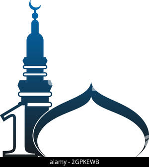 Number 1 logo icon with mosque design illustration Stock Vector