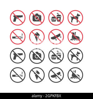 Red prohibition vector icon set Stock Vector