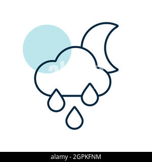 Raincloud with raindrops moon vector flat icon Stock Vector