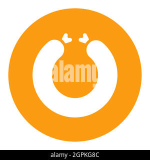 Ring of raw sausage vector white glyph icon Stock Vector