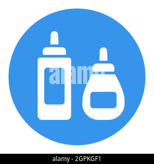 Ketchup mustard and mayonnaise spicy bottle white glyph icon Stock Vector