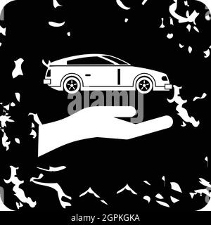 Car insurance concept icon, grunge style Stock Vector