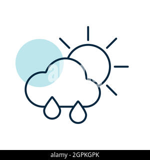 Sun with raincloud and raindrops vector icon Stock Vector