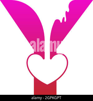 Letter Y logo icon with melting love symbol design template Stock Vector