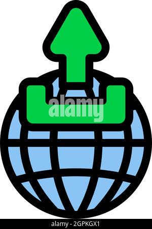 Globe With Upload Symbol Icon Stock Vector