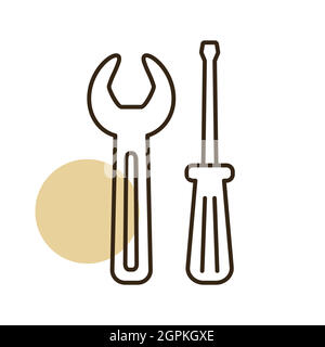 Screwdriver and wrench vector isolated flat icon Stock Vector