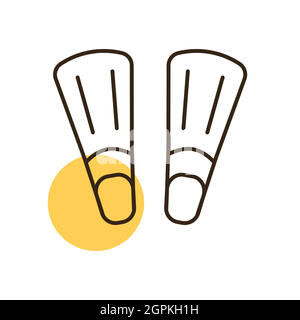 Diving flippers flat vector icon. Summer sign Stock Vector