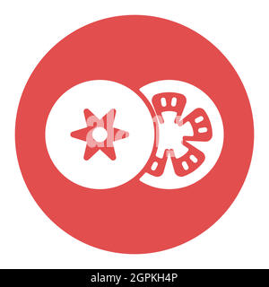 Tomato vector white glyph icon. Vegetable symbol Stock Vector