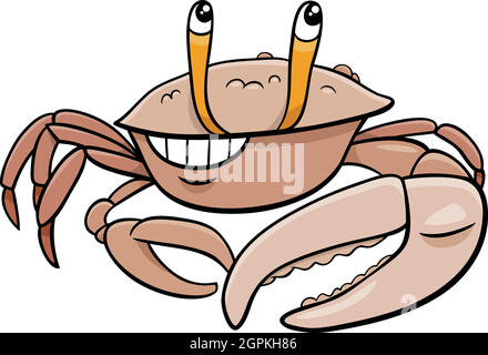 cartoon fiddler crab comic animal character Stock Vector