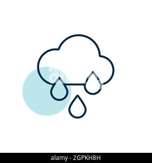 Raincloud with raindrops vector icon. Weather sign Stock Vector