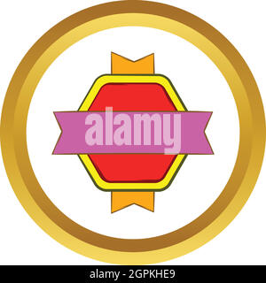 Red badge with yellow ribbons vector icon Stock Vector