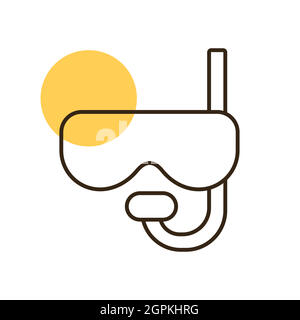 Diving mask with snorkel flat vector icon Stock Vector