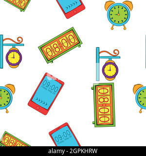 Kinds of watches pattern, cartoon style Stock Vector