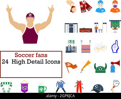 Soccer Fans Icon Set Stock Vector