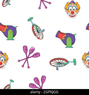 Circus performance pattern, cartoon style Stock Vector