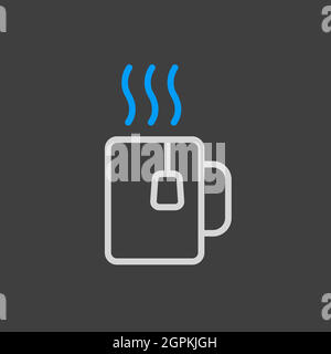Tea Cup vector icon isolated on the white Stock Vector