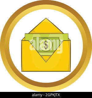 Dollar bills in yellow paper envelope vector icon Stock Vector