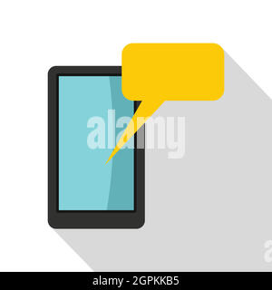 Smartphone with bubble speech icon, flat style Stock Vector