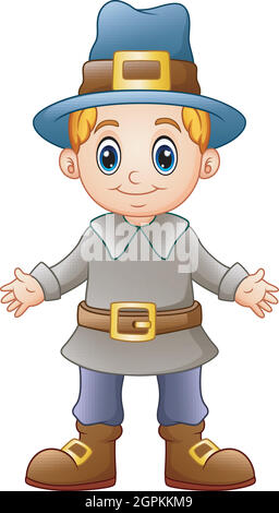 cute boy pilgrim clipart