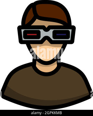 Man With 3d Glasses Icon Stock Vector