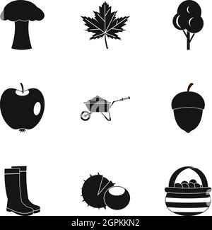 Autumn icons set, simple style Stock Vector