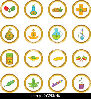 Medical marijuana vector set, cartoon style Stock Vector