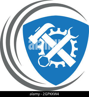Tools, gear, locks, emblem, background, logo Stock Vector