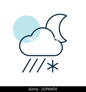 Rain cloud with snow moon icon. Weather sign Stock Vector