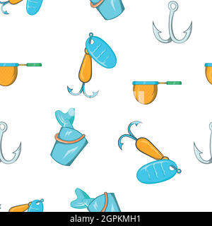 Hunting for fish pattern, cartoon style Stock Vector