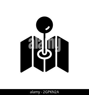 Map with pin, geo locate, pointer vector glyph icon Stock Vector
