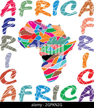Map Africa - color background texture elephant Stock Vector