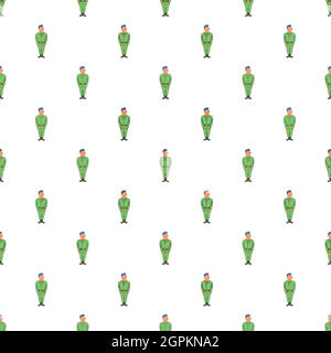 Man in green army uniform and blue beret pattern Stock Vector