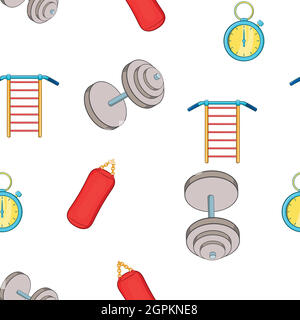 Gym pattern, cartoon style Stock Vector