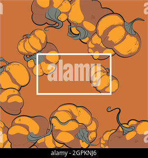 October harvest Autumn card pumpkins background Stock Vector