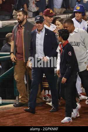 New York, NY, USA. 29th Sep, 2021. US President Joe Biden attends the annual Congressional Baseball game at Nationals Park in Washington, DC on Wednesday, September 29, 2021. Credit: Mpi34/Media Punch/Alamy Live News Stock Photo