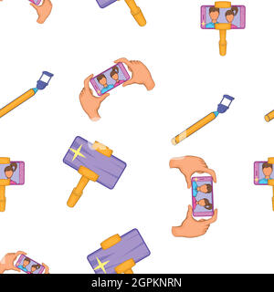 Selfie pattern, cartoon style Stock Vector