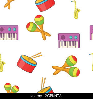 Musical device pattern, cartoon style Stock Vector