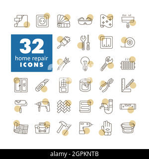Set of building construction and home repair icons Stock Vector