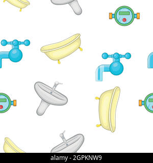 Sanitary appliances pattern, cartoon style Stock Vector