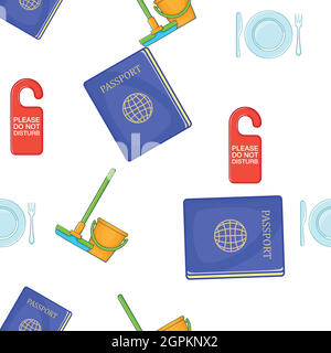 Hostel accommodation pattern, cartoon style Stock Vector