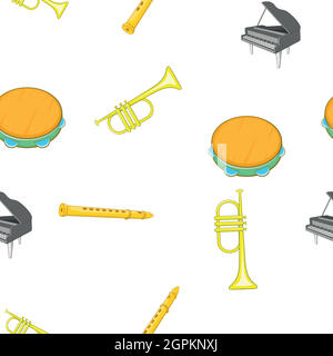 Musical tools pattern, cartoon style Stock Vector