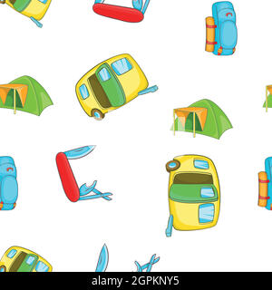 Encampment pattern, cartoon style Stock Vector