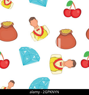 Casino elements pattern, cartoon style Stock Vector